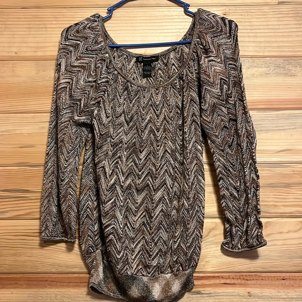 INC Gold Metallic nit sweater size L